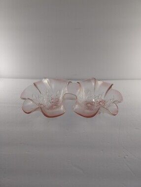Mikasa Rosella Pink Glass Double Serving Bowl, Vintage